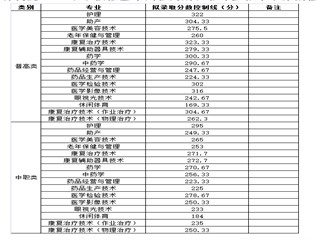 四川卫生康复职业学院2021年单招录取分数线：